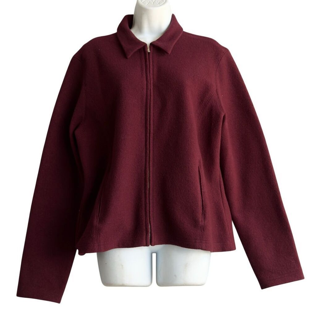 Brooks Brothers 100% Wool Jacket Women's L Full Zip Burgundy Casual Fall